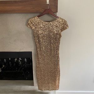 Badgley Mischka Gold Swank Sequin Sheath, Size 2